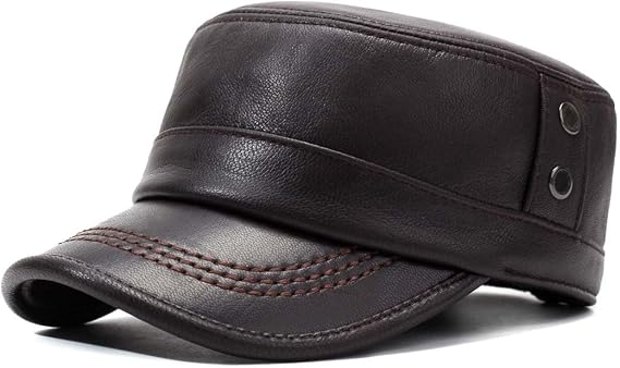 Brown Leather Cadet Cap
