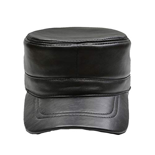 Black Leather Cadet Cap