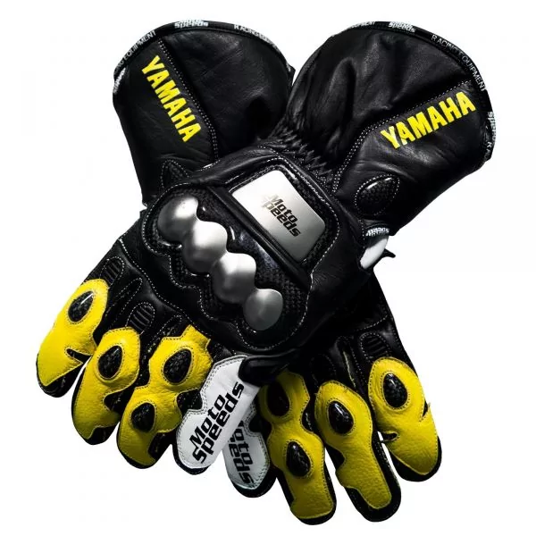 Black & Yellow Racing Gloves, Armored Knuckle