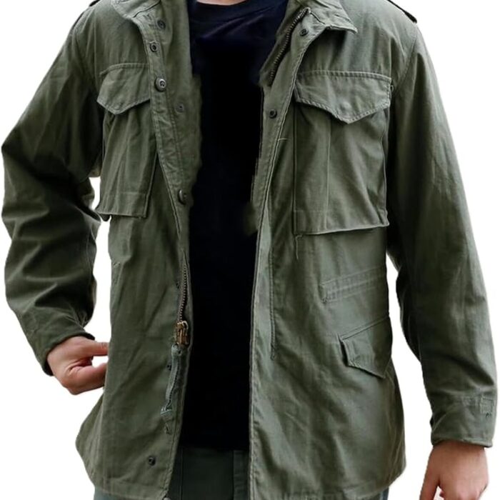 Dark Olive Field Jacket, Open Front
