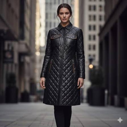 Black Quilted Leather Shirt-Coat