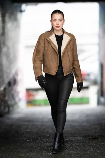 Cropped Suede Shearling Jacket