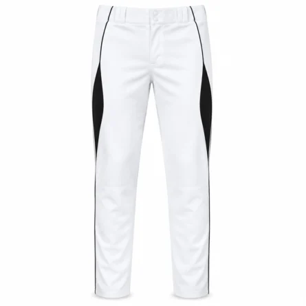 White & Black Curved-Panel Baseball Pants