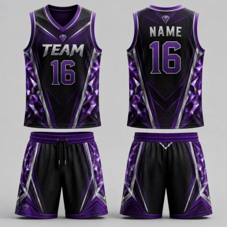Black & Purple Diamond Basketball Uniform Set