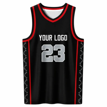 Black Basketball Jersey with Red Trim