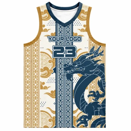 Cream & Gold Dragon Basketball Jersey
