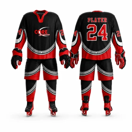 Black & Red Scallop-Pattern Hockey Uniform Set