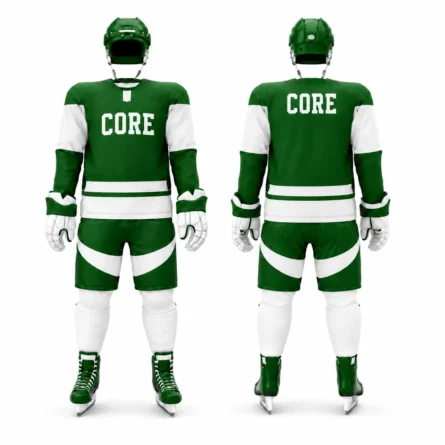 Green & White Hockey Uniform Set with Helmet