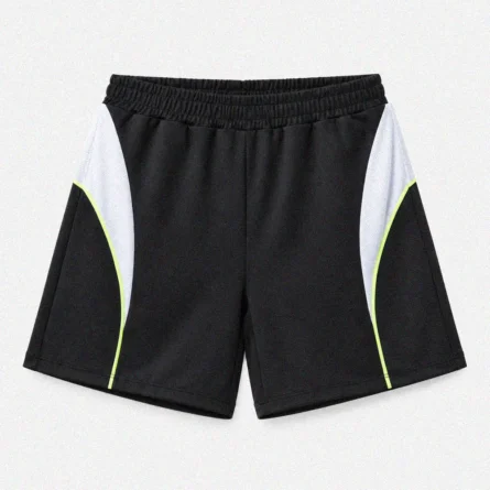 Black Soccer Shorts with Lime Piping