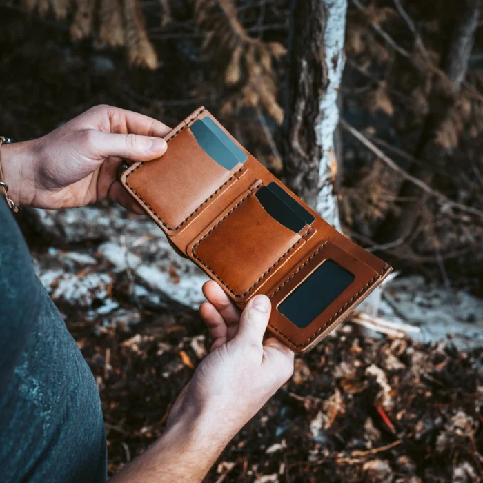 Cognac Leather Trifold Wallet