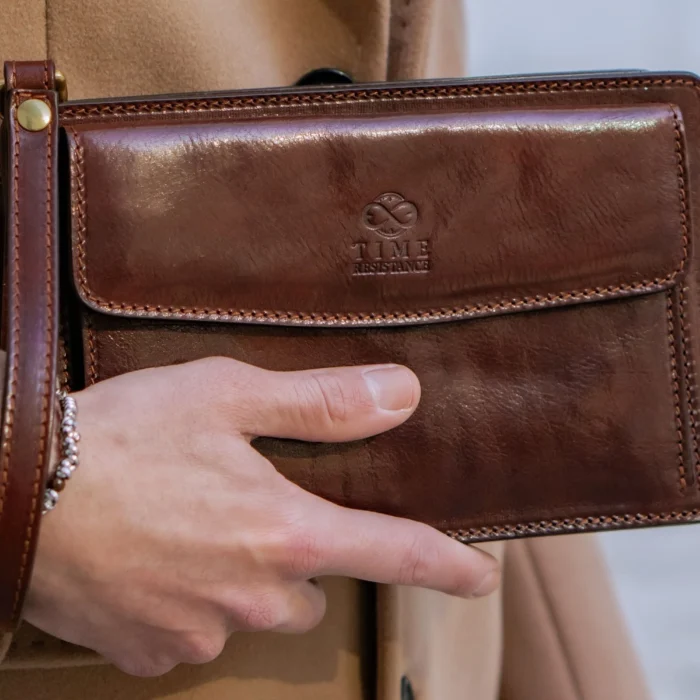 Premium Leather Flap Wristlet Clutch